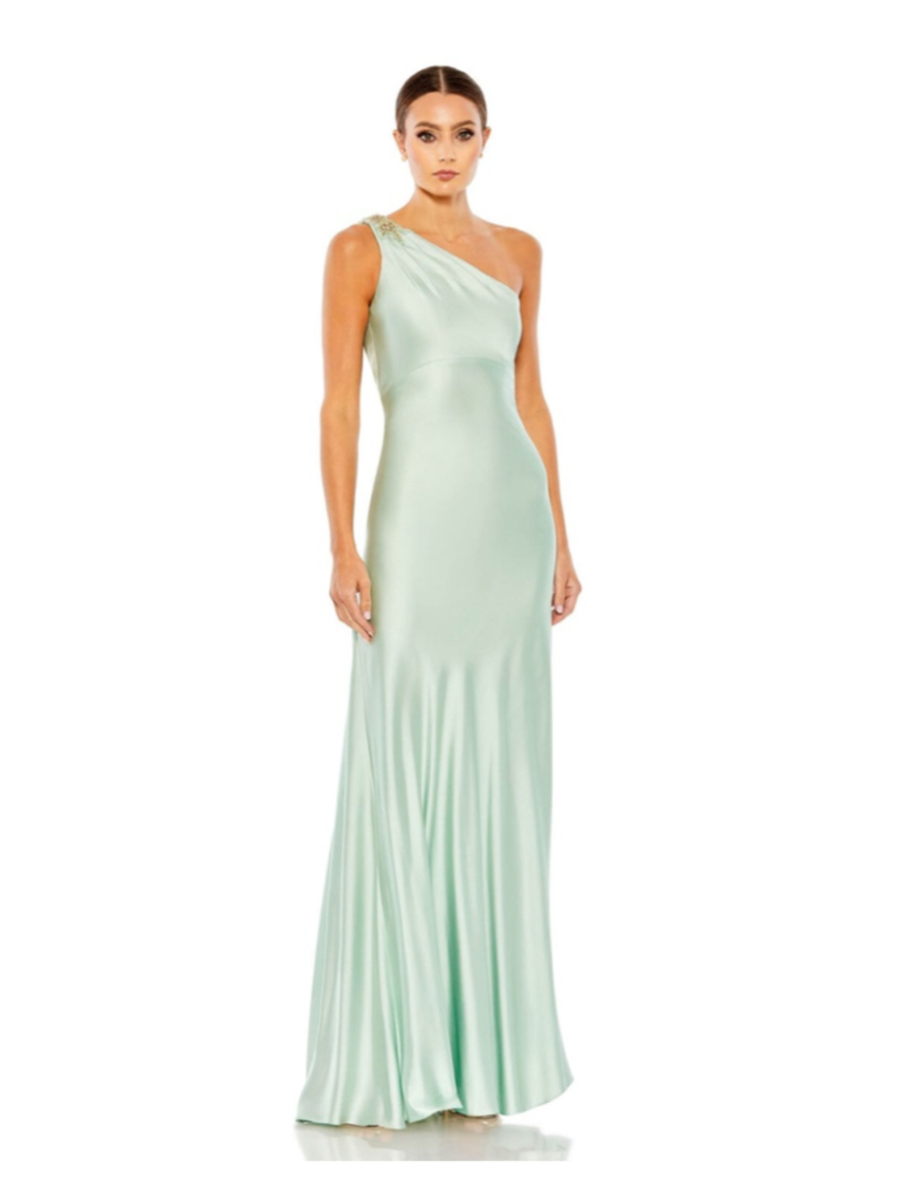 Women's Mac Duggal One Shoulder Sage Green Gown Size 2